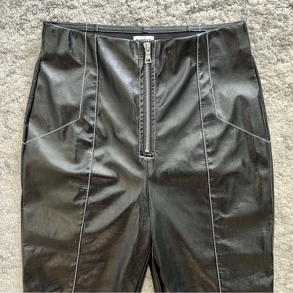 Sunday Best Vegan Leather Slim Fit Moto Tessy Pants-Black-Small - Picture 6 of 16